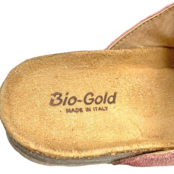 Bio Gold Blush Suede Double Padded Strap‎ Foot Bed Sandal Slides - Picture 3 of 13
